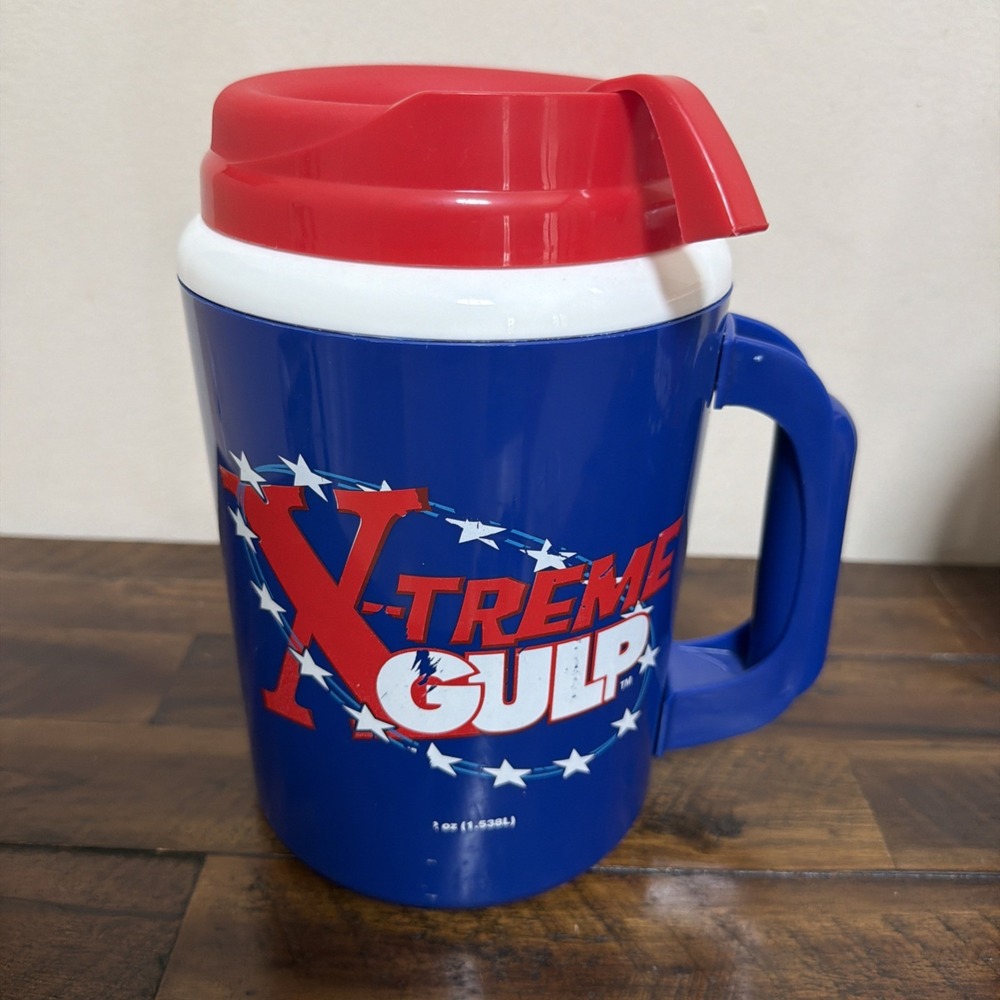7 Eleven XTreme Gulp 52oz Thermal Travel Mug Red White And Blue USA No Straw